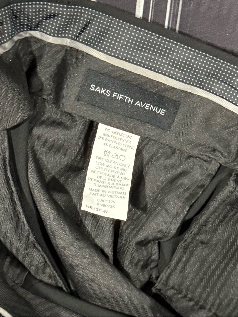 Saks Fifth Avenue Black Lined Suit boys pants